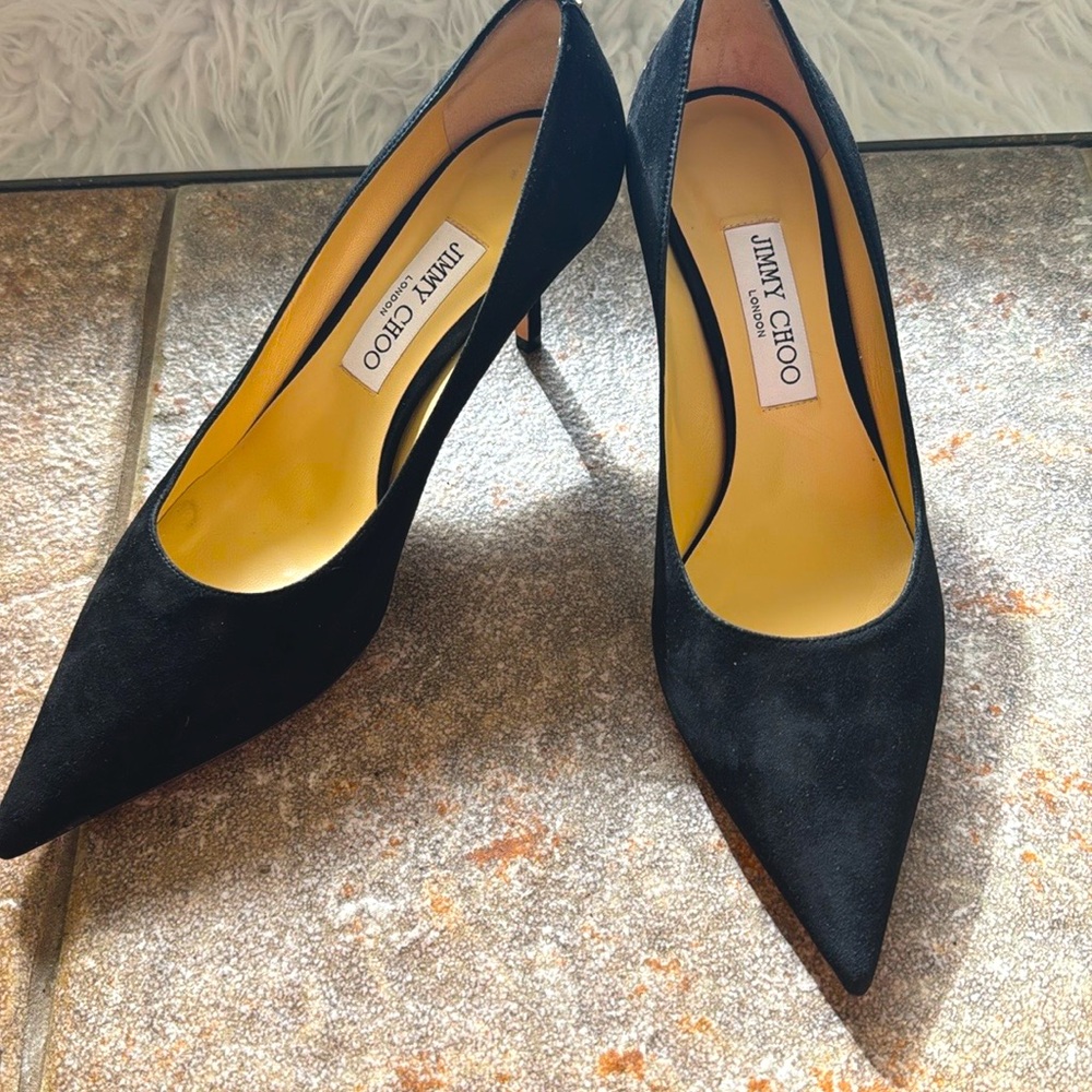 Jimmy Choo Love 65| 39.5. Suede with JC Button.